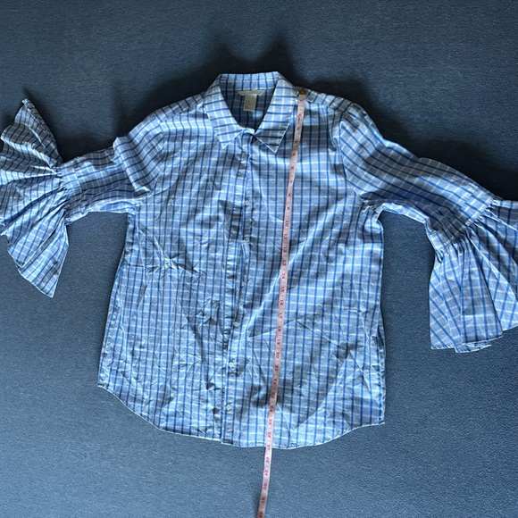 NWOT Cotton Button Up Shirt with Ruffled Sleeves - Picture 6 of 11